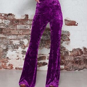 Purple velvet bell bottom pants flared Festival gypsy rave burning man 70’s doll